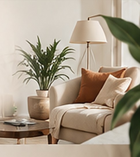 Living room with armchair and plant